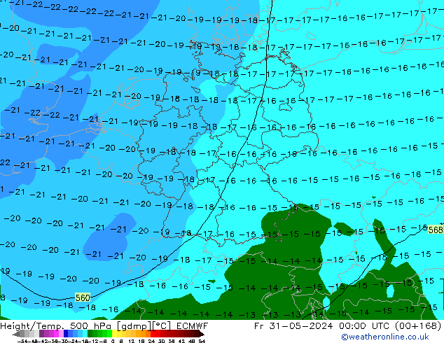 Z500/Rain (+SLP)/Z850 ECMWF Pá 31.05.2024 00 UTC