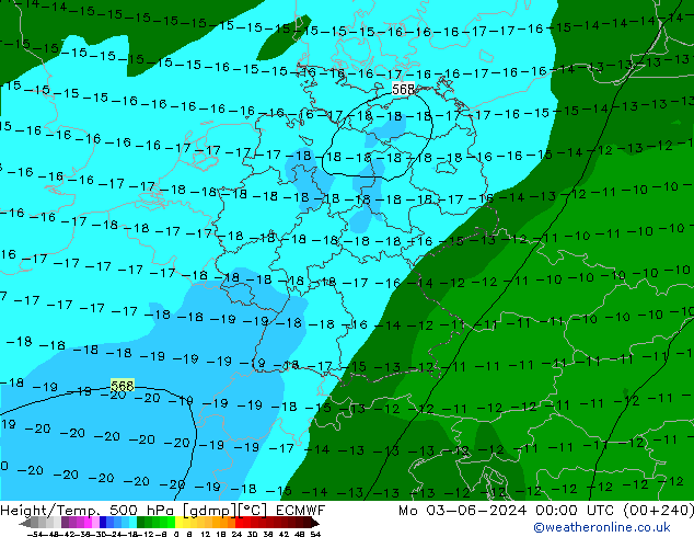 Géop./Temp. 500 hPa ECMWF lun 03.06.2024 00 UTC