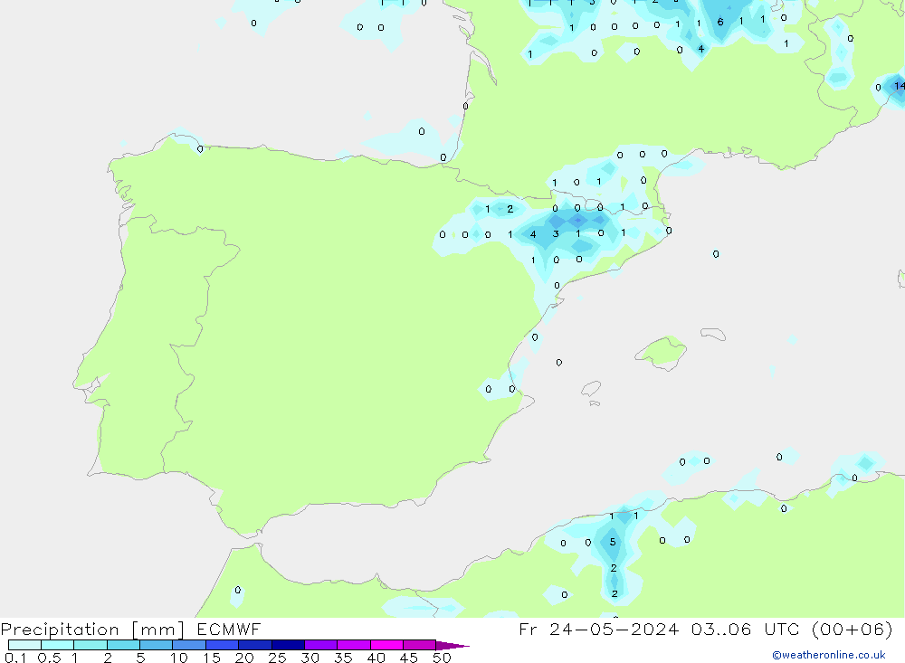 Niederschlag ECMWF Fr 24.05.2024 06 UTC