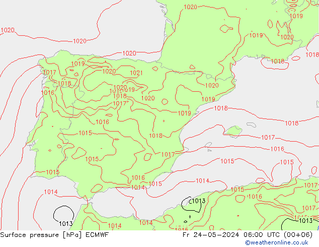 Bodendruck ECMWF Fr 24.05.2024 06 UTC