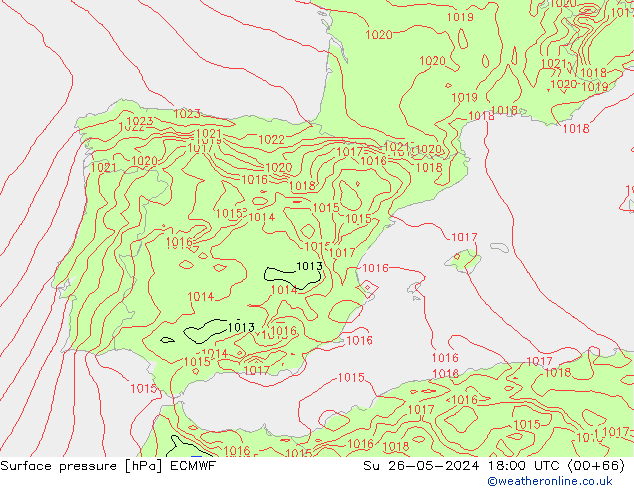 Yer basıncı ECMWF Paz 26.05.2024 18 UTC