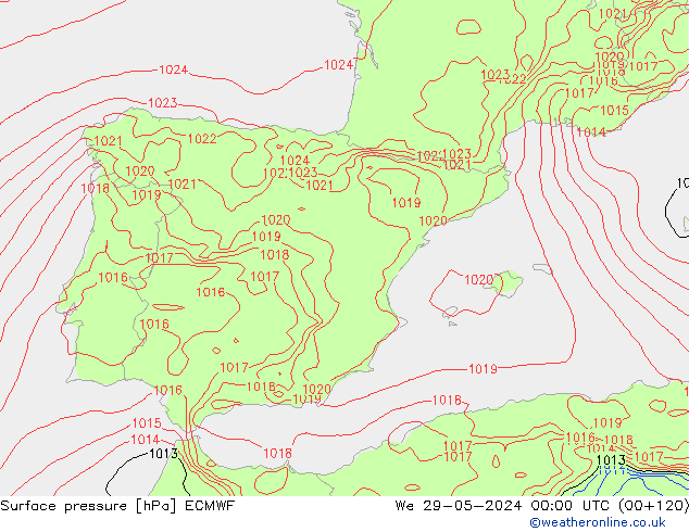 Bodendruck ECMWF Mi 29.05.2024 00 UTC