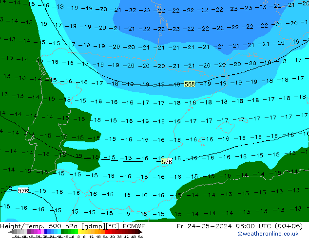 Z500/Rain (+SLP)/Z850 ECMWF Fr 24.05.2024 06 UTC