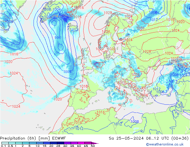 Z500/Yağmur (+YB)/Z850 ECMWF Cts 25.05.2024 12 UTC