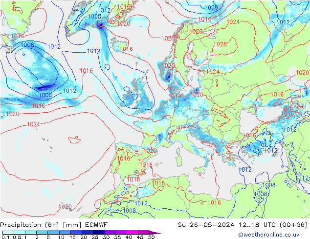 Z500/Rain (+SLP)/Z850 ECMWF So 26.05.2024 18 UTC