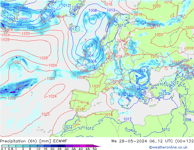 Z500/Rain (+SLP)/Z850 ECMWF St 29.05.2024 12 UTC