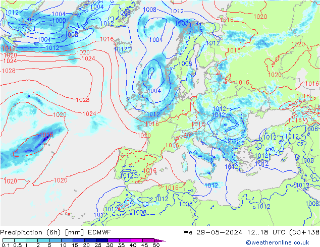 Z500/Rain (+SLP)/Z850 ECMWF  29.05.2024 18 UTC