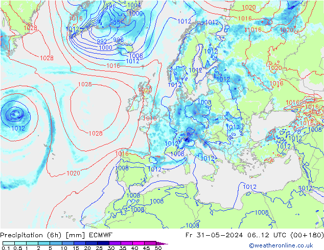 Précipitation (6h) ECMWF ven 31.05.2024 12 UTC