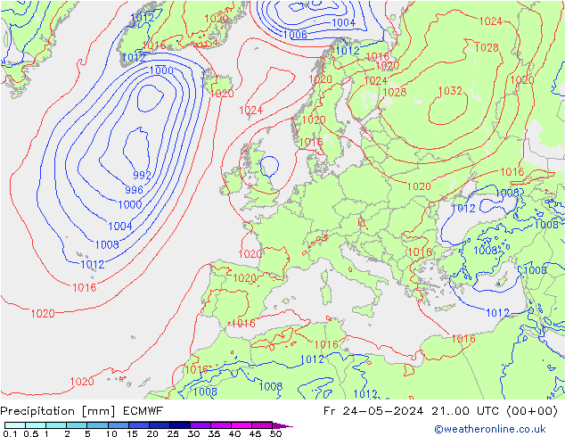 Niederschlag ECMWF Fr 24.05.2024 00 UTC