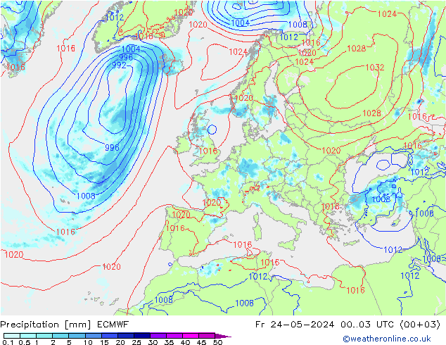 осадки ECMWF пт 24.05.2024 03 UTC