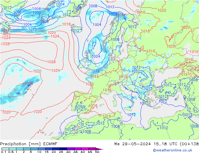 Neerslag ECMWF wo 29.05.2024 18 UTC