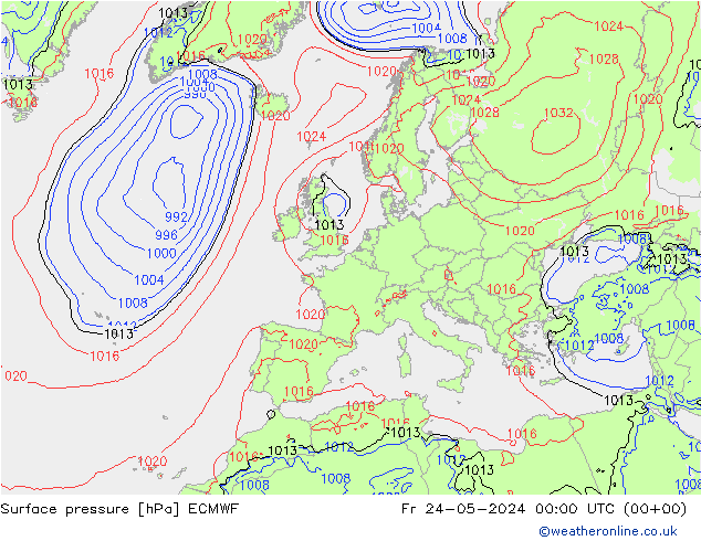 приземное давление ECMWF пт 24.05.2024 00 UTC