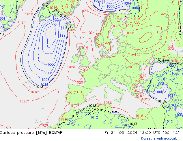 Surface pressure ECMWF Fr 24.05.2024 12 UTC