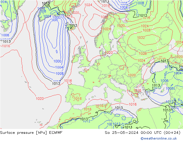 pression de l'air ECMWF sam 25.05.2024 00 UTC