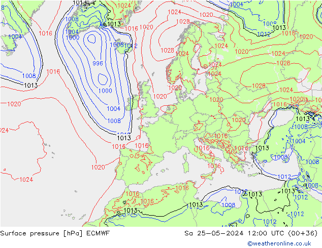 приземное давление ECMWF сб 25.05.2024 12 UTC