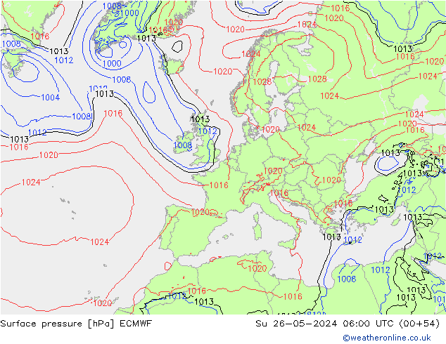 приземное давление ECMWF Вс 26.05.2024 06 UTC