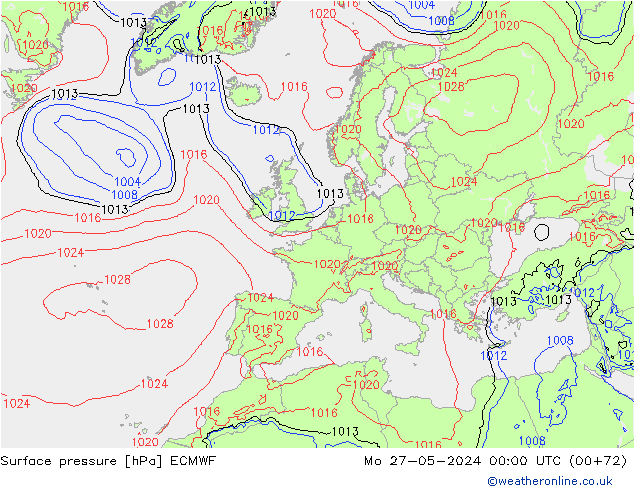 ciśnienie ECMWF pon. 27.05.2024 00 UTC