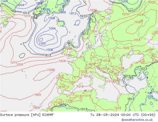 Surface pressure ECMWF Tu 28.05.2024 00 UTC