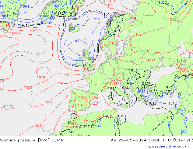 ciśnienie ECMWF śro. 29.05.2024 00 UTC