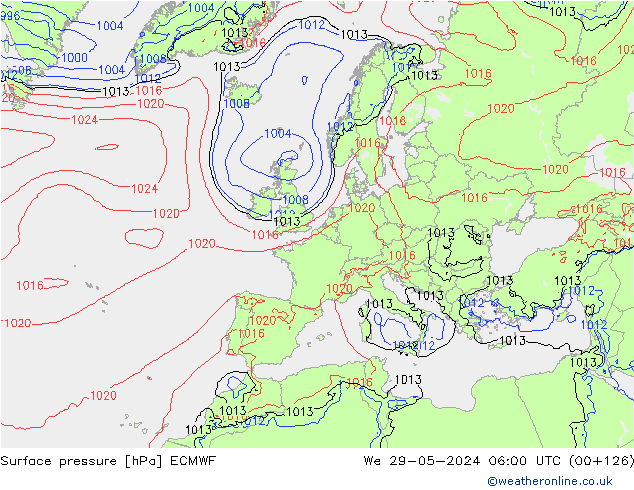 приземное давление ECMWF ср 29.05.2024 06 UTC