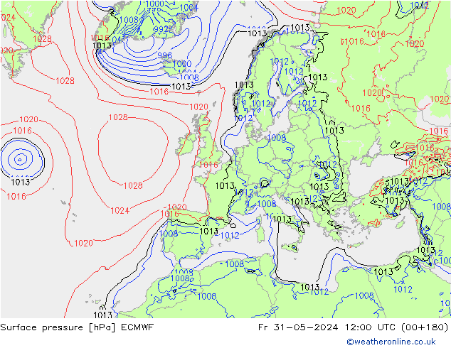 Surface pressure ECMWF Fr 31.05.2024 12 UTC