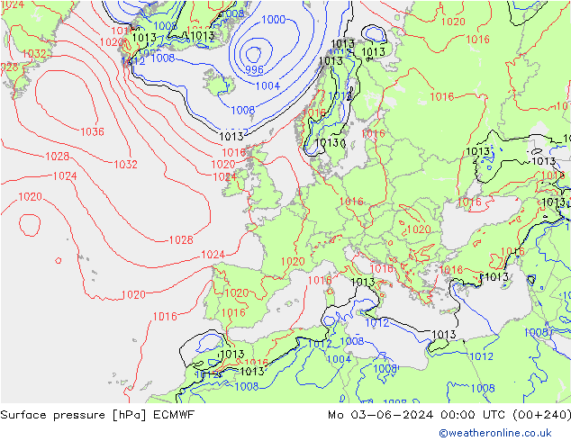 Surface pressure ECMWF Mo 03.06.2024 00 UTC