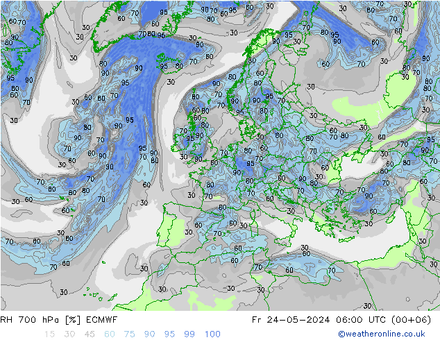 RH 700 hPa ECMWF  24.05.2024 06 UTC