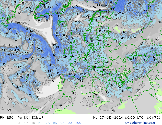 RH 850 hPa ECMWF Mo 27.05.2024 00 UTC