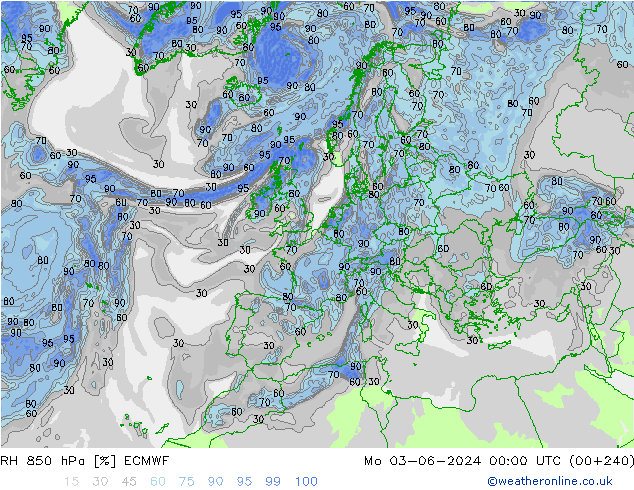 RH 850 hPa ECMWF Mo 03.06.2024 00 UTC