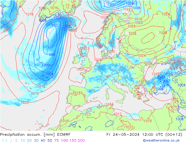 Nied. akkumuliert ECMWF Fr 24.05.2024 12 UTC