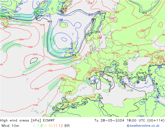 High wind areas ECMWF mar 28.05.2024 18 UTC