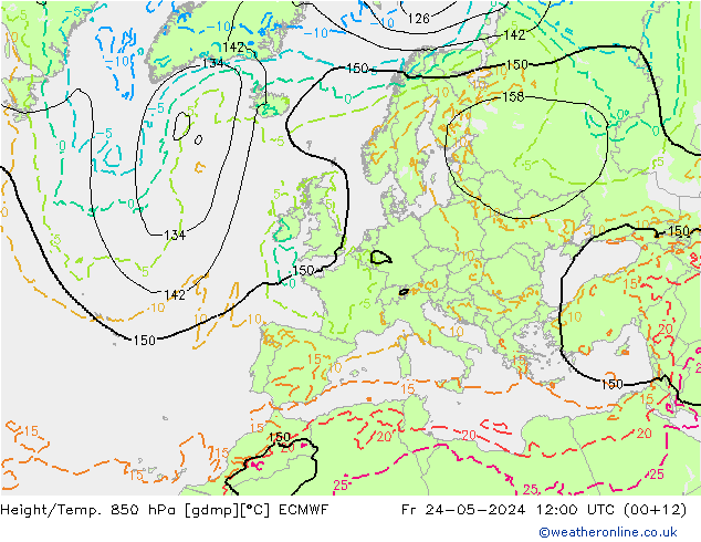 Géop./Temp. 850 hPa ECMWF ven 24.05.2024 12 UTC