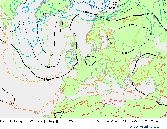 Height/Temp. 850 гПа ECMWF сб 25.05.2024 00 UTC