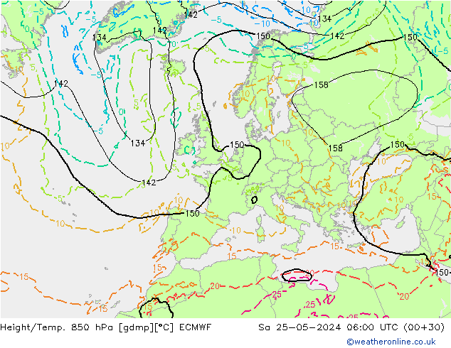 Z500/Rain (+SLP)/Z850 ECMWF sáb 25.05.2024 06 UTC