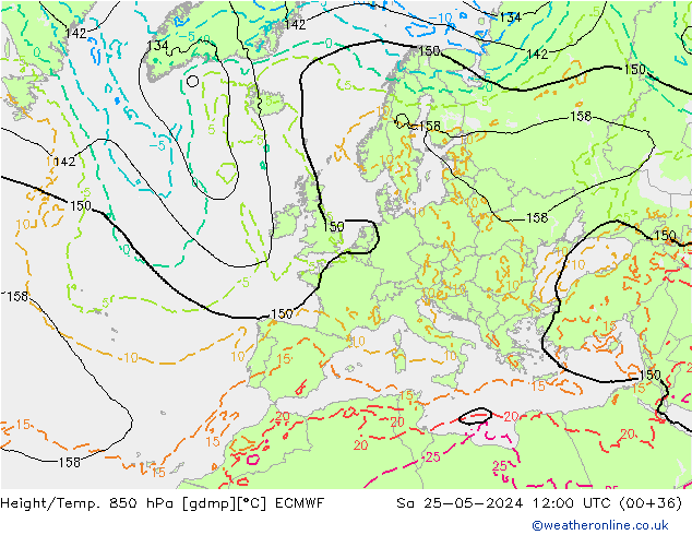 Z500/Yağmur (+YB)/Z850 ECMWF Cts 25.05.2024 12 UTC