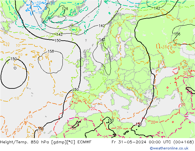 Z500/Rain (+SLP)/Z850 ECMWF ven 31.05.2024 00 UTC