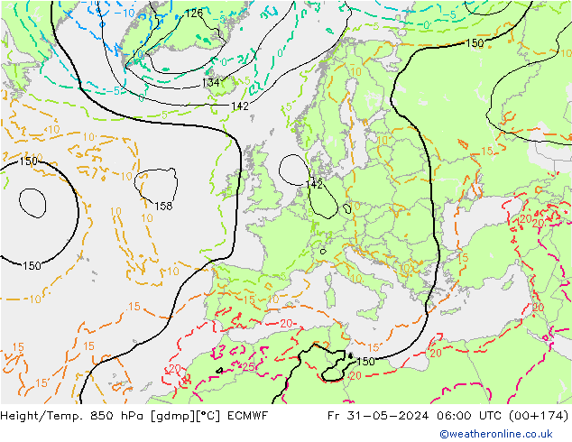 Height/Temp. 850 hPa ECMWF Fr 31.05.2024 06 UTC