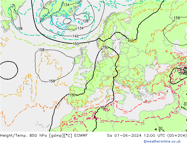 Z500/Rain (+SLP)/Z850 ECMWF Sa 01.06.2024 12 UTC