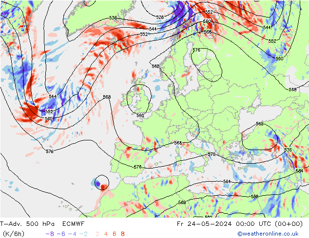 T-Adv. 500 hPa ECMWF vie 24.05.2024 00 UTC