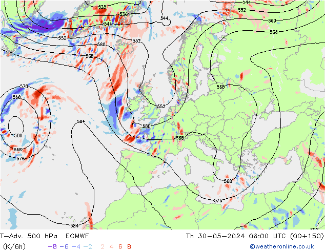 T-Adv. 500 hPa ECMWF Per 30.05.2024 06 UTC