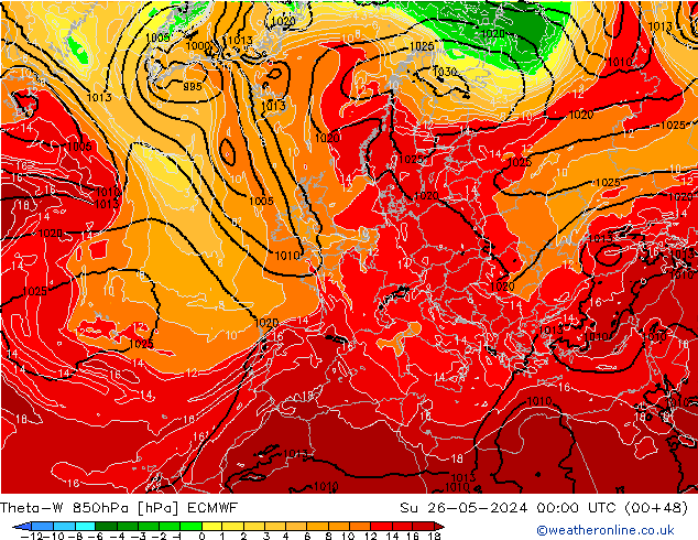 Theta-W 850hPa ECMWF So 26.05.2024 00 UTC