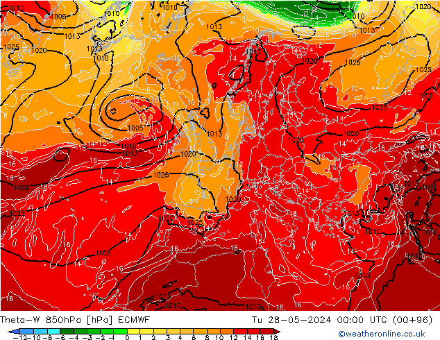 Theta-W 850hPa ECMWF mar 28.05.2024 00 UTC