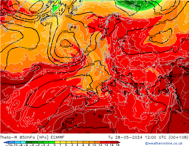 Theta-W 850hPa ECMWF di 28.05.2024 12 UTC