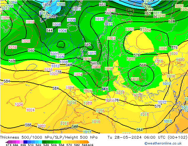 Thck 500-1000hPa ECMWF  28.05.2024 06 UTC