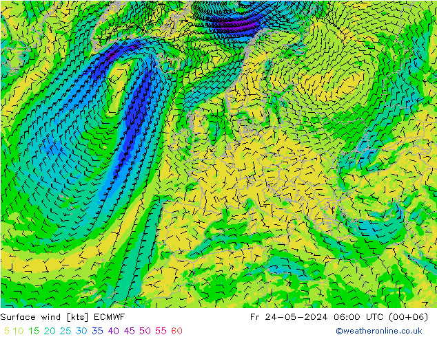 Wind 10 m ECMWF vr 24.05.2024 06 UTC