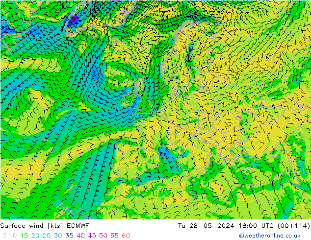 Viento 10 m ECMWF mar 28.05.2024 18 UTC