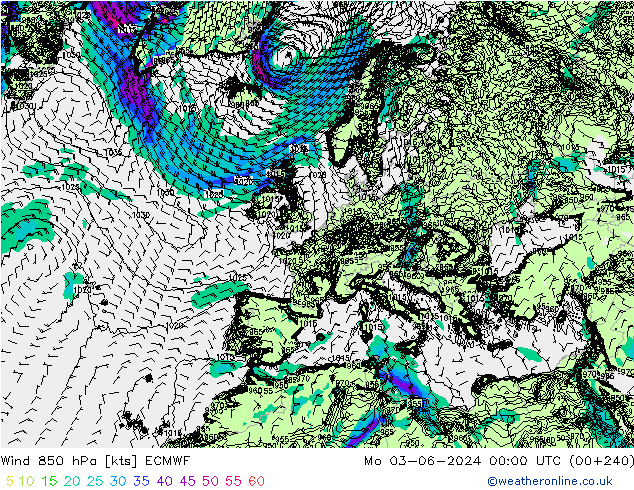 Wind 850 hPa ECMWF Mo 03.06.2024 00 UTC