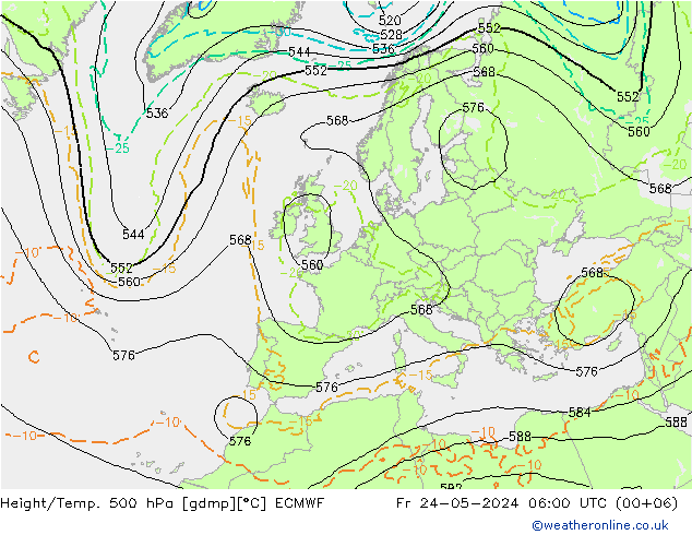 Z500/Rain (+SLP)/Z850 ECMWF пт 24.05.2024 06 UTC