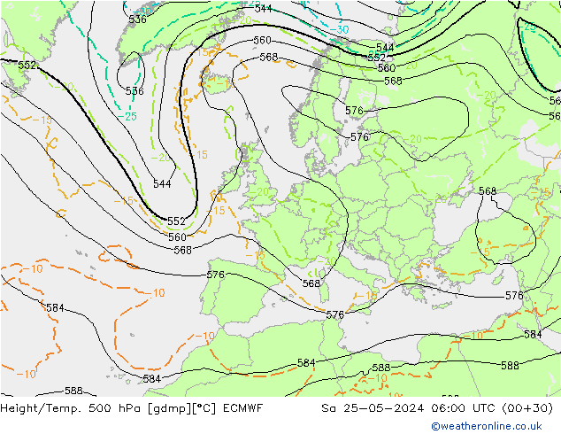 Z500/Rain (+SLP)/Z850 ECMWF sáb 25.05.2024 06 UTC