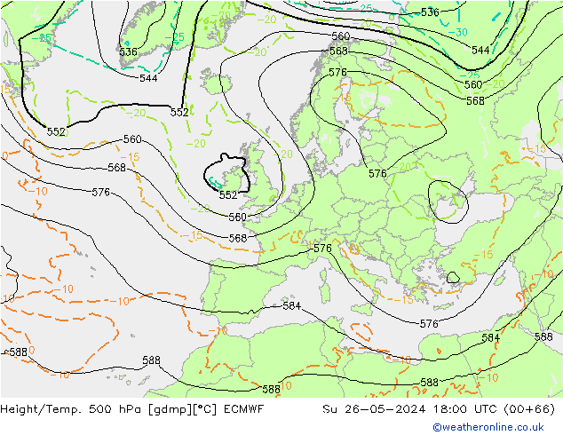 Z500/Rain (+SLP)/Z850 ECMWF So 26.05.2024 18 UTC